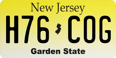 NJ license plate H76COG