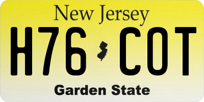 NJ license plate H76COT