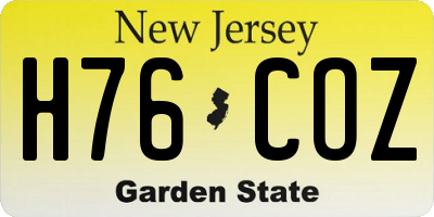 NJ license plate H76COZ