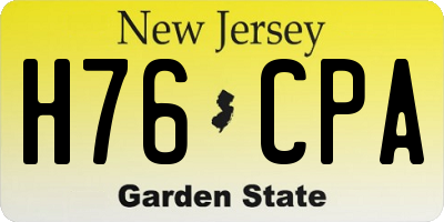 NJ license plate H76CPA