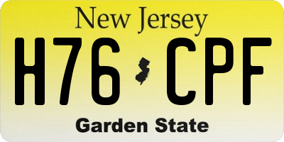 NJ license plate H76CPF
