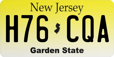 NJ license plate H76CQA
