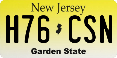 NJ license plate H76CSN