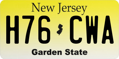 NJ license plate H76CWA