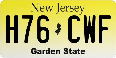 NJ license plate H76CWF