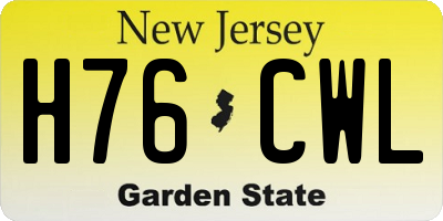 NJ license plate H76CWL