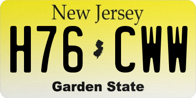 NJ license plate H76CWW