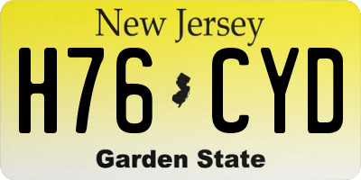 NJ license plate H76CYD
