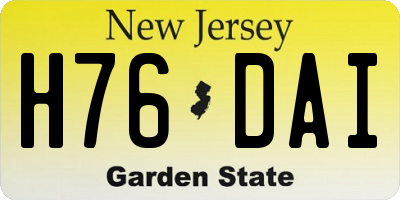 NJ license plate H76DAI