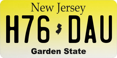 NJ license plate H76DAU