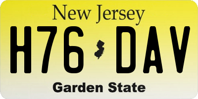 NJ license plate H76DAV