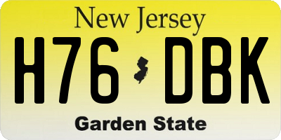 NJ license plate H76DBK