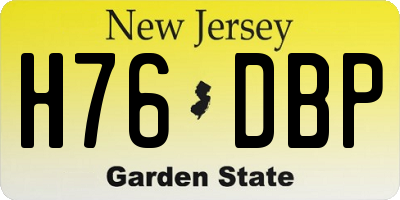NJ license plate H76DBP