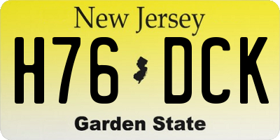 NJ license plate H76DCK