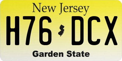 NJ license plate H76DCX
