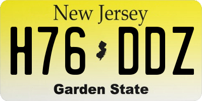NJ license plate H76DDZ