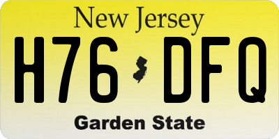 NJ license plate H76DFQ