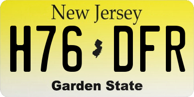 NJ license plate H76DFR