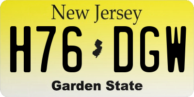 NJ license plate H76DGW