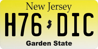 NJ license plate H76DIC