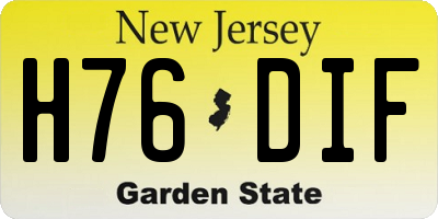 NJ license plate H76DIF