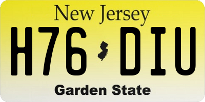 NJ license plate H76DIU
