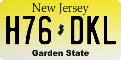 NJ license plate H76DKL