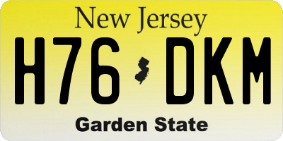 NJ license plate H76DKM