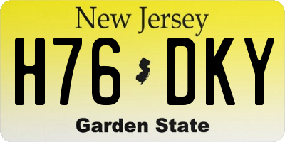 NJ license plate H76DKY