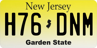 NJ license plate H76DNM