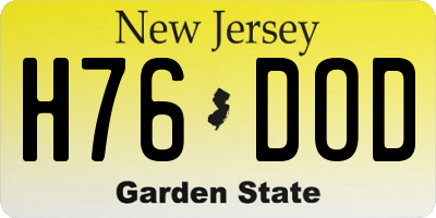 NJ license plate H76DOD