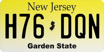 NJ license plate H76DQN