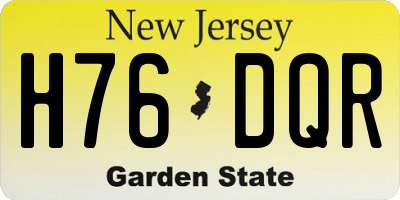 NJ license plate H76DQR