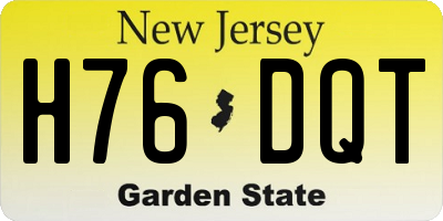 NJ license plate H76DQT