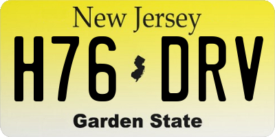 NJ license plate H76DRV
