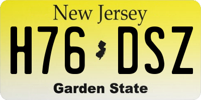 NJ license plate H76DSZ