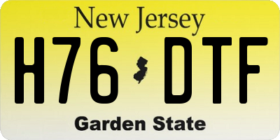 NJ license plate H76DTF