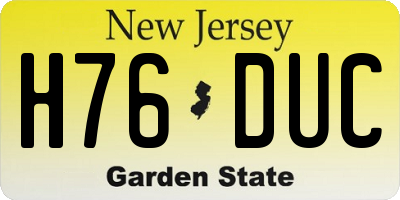 NJ license plate H76DUC