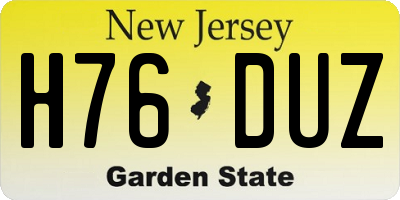 NJ license plate H76DUZ