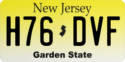NJ license plate H76DVF