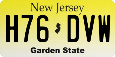 NJ license plate H76DVW