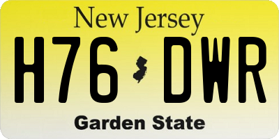 NJ license plate H76DWR