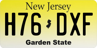 NJ license plate H76DXF