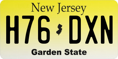 NJ license plate H76DXN