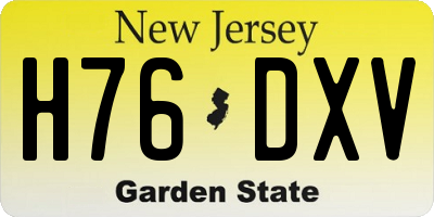 NJ license plate H76DXV