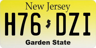 NJ license plate H76DZI