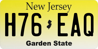 NJ license plate H76EAQ