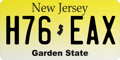 NJ license plate H76EAX