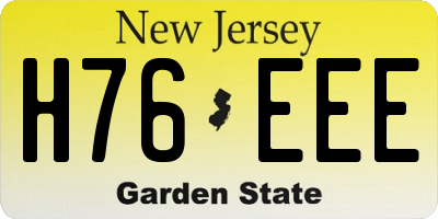 NJ license plate H76EEE