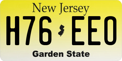 NJ license plate H76EEO